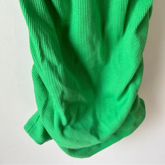 NWT F21 green rib knit  ruched side body‎ con dress - Picture 6 of 7
